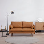 Yucca Modern Loveseat Sofa, Polyester / Vegan Leather Settee Couch - Includes 2 Pillows