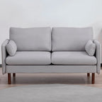 Yucca Modern Loveseat Sofa, Polyester / Vegan Leather Settee Couch - Includes 2 Pillows