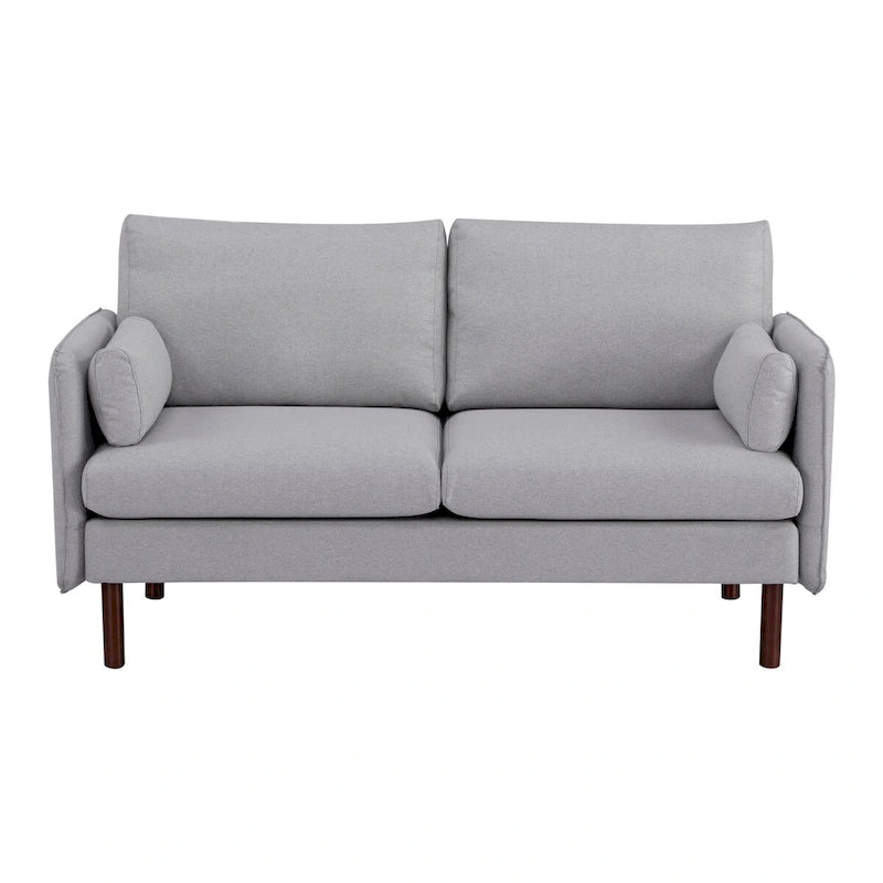 Yucca Modern Loveseat Sofa, Polyester / Vegan Leather Settee Couch - Includes 2 Pillows
