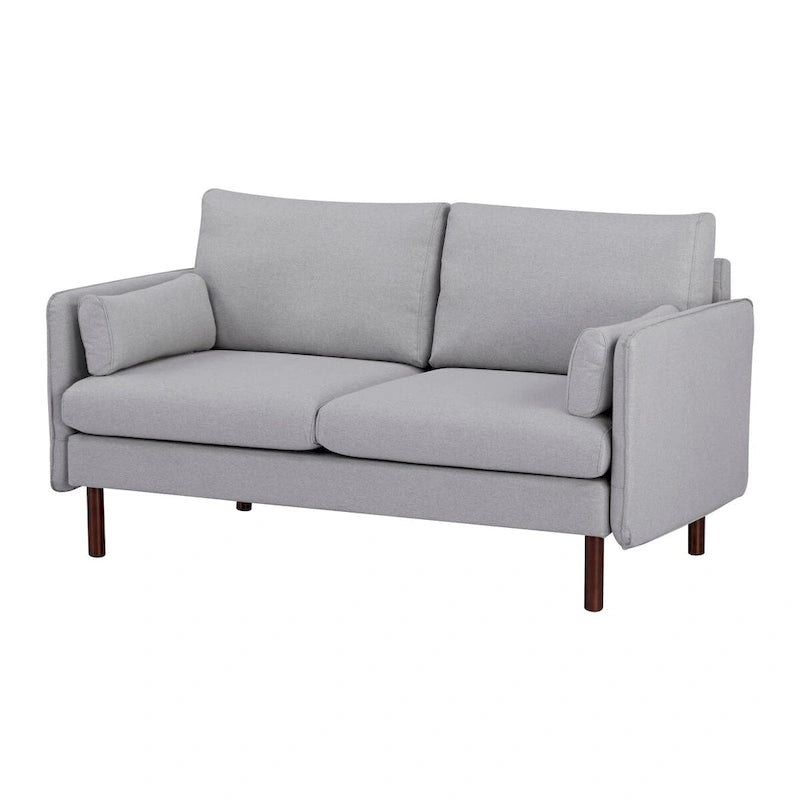 Yucca Modern Loveseat Sofa, Polyester / Vegan Leather Settee Couch - Includes 2 Pillows