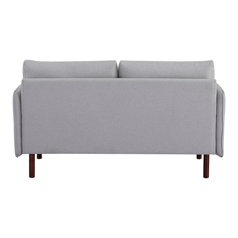 Yucca Modern Loveseat Sofa, Polyester / Vegan Leather Settee Couch - Includes 2 Pillows