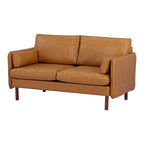 Yucca Modern Loveseat Sofa, Polyester / Vegan Leather Settee Couch - Includes 2 Pillows