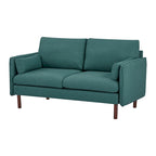 Yucca Modern Loveseat Sofa, Polyester / Vegan Leather Settee Couch - Includes 2 Pillows