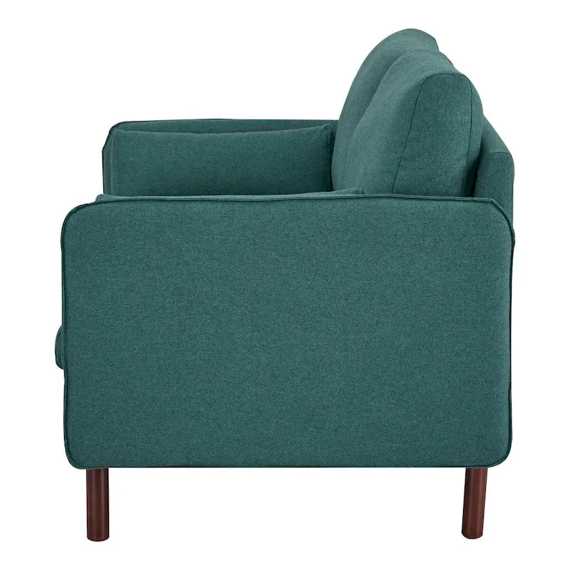 Yucca Modern Loveseat Sofa, Polyester / Vegan Leather Settee Couch - Includes 2 Pillows