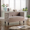 Modern Velvet Tufted Nailhead Storage Settee Loveseat