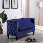 Modern Velvet Tufted Nailhead Storage Settee Loveseat