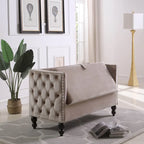 Modern Velvet Tufted Nailhead Storage Settee Loveseat