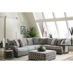 Herm Transitional Grey Solid Wood L-Shaped Sectional by Furniture of America