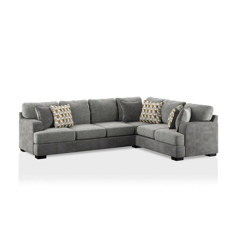 Herm Transitional Grey Solid Wood L-Shaped Sectional by Furniture of America