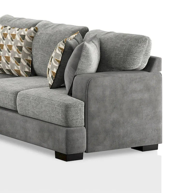 Herm Transitional Grey Solid Wood L-Shaped Sectional by Furniture of America