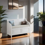 Solid wood Entryway Multifunctional Storage Bench with Safety Hinge
