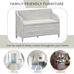 Solid wood Entryway Multifunctional Storage Bench with Safety Hinge