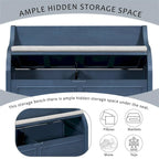 Solid wood Entryway Multifunctional Storage Bench with Safety Hinge