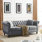 3-Seater Chesterfield Upholstered Tufted Sofa with Rolled Arms and Nailhead