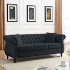 3-Seater Chesterfield Upholstered Tufted Sofa with Rolled Arms and Nailhead