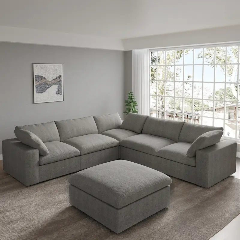 V Shape Cloud Couches for Living Room, Modular Convertible Sectional Sofa Couch, Couch Cushion Covers Removable