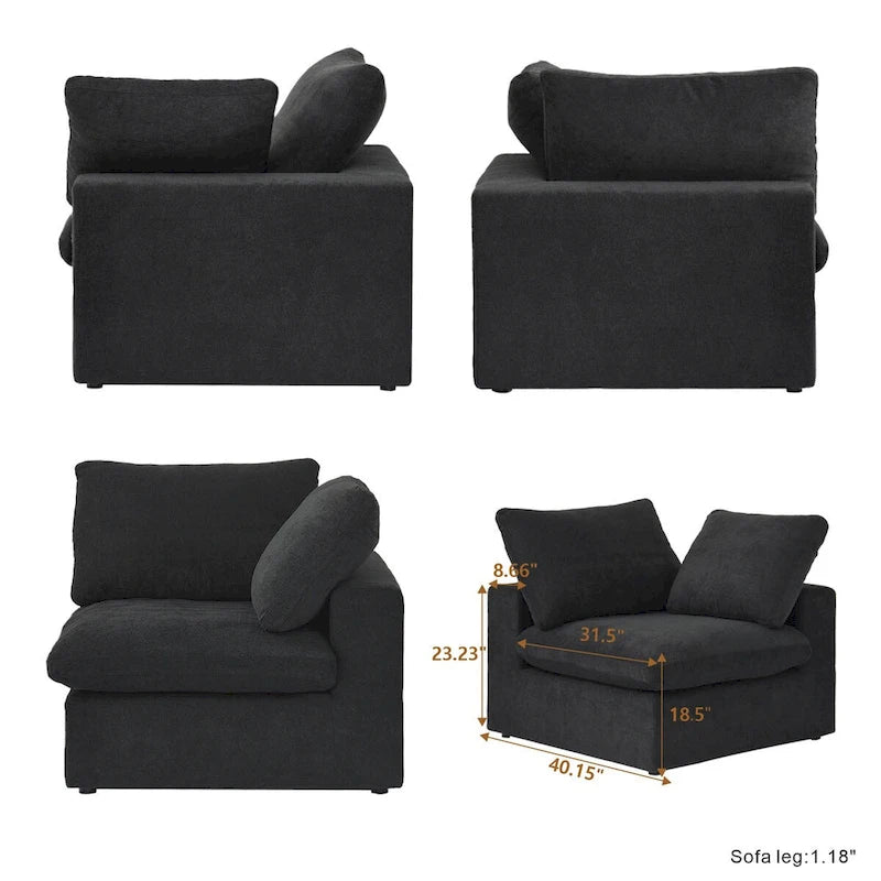 V Shape Cloud Couches for Living Room, Modular Convertible Sectional Sofa Couch, Couch Cushion Covers Removable