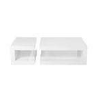 Jack 2 Piece Coffee Table Set, 2 Tiers, Tempered Glass, White Lacquer