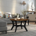 Mid Century Farmhouse Circle Wooden Coffee Tables