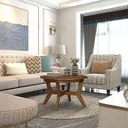 Mid Century Farmhouse Circle Wooden Coffee Tables