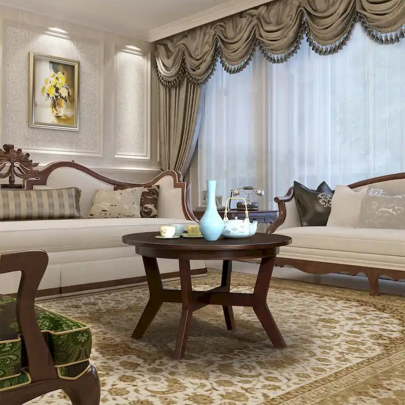 Mid Century Farmhouse Circle Wooden Coffee Tables