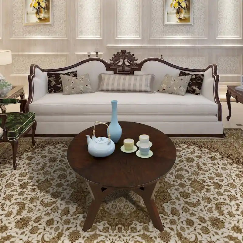 Mid Century Farmhouse Circle Wooden Coffee Tables