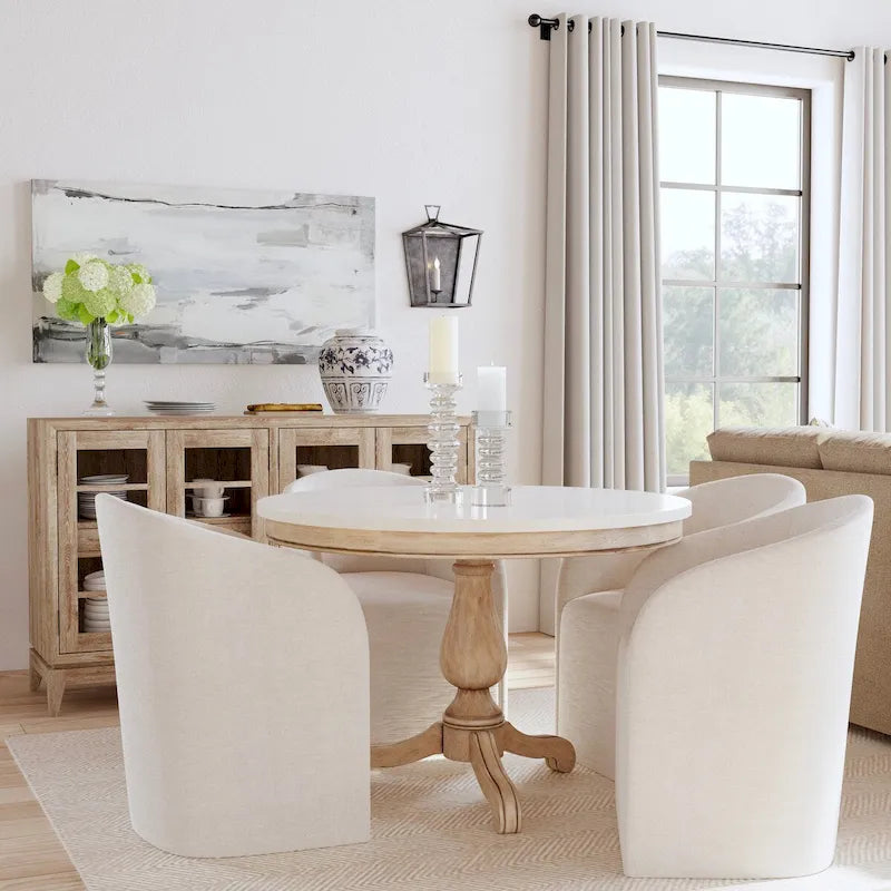 Danielle 44  Round Pedestal Marble Dining Table