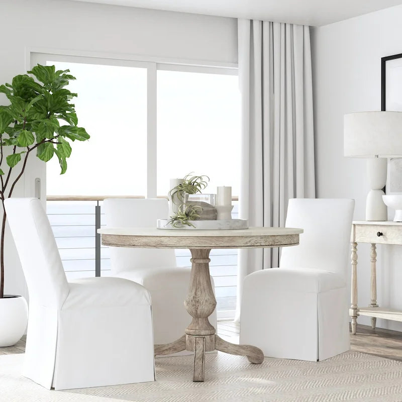 Danielle 44  Round Pedestal Marble Dining Table