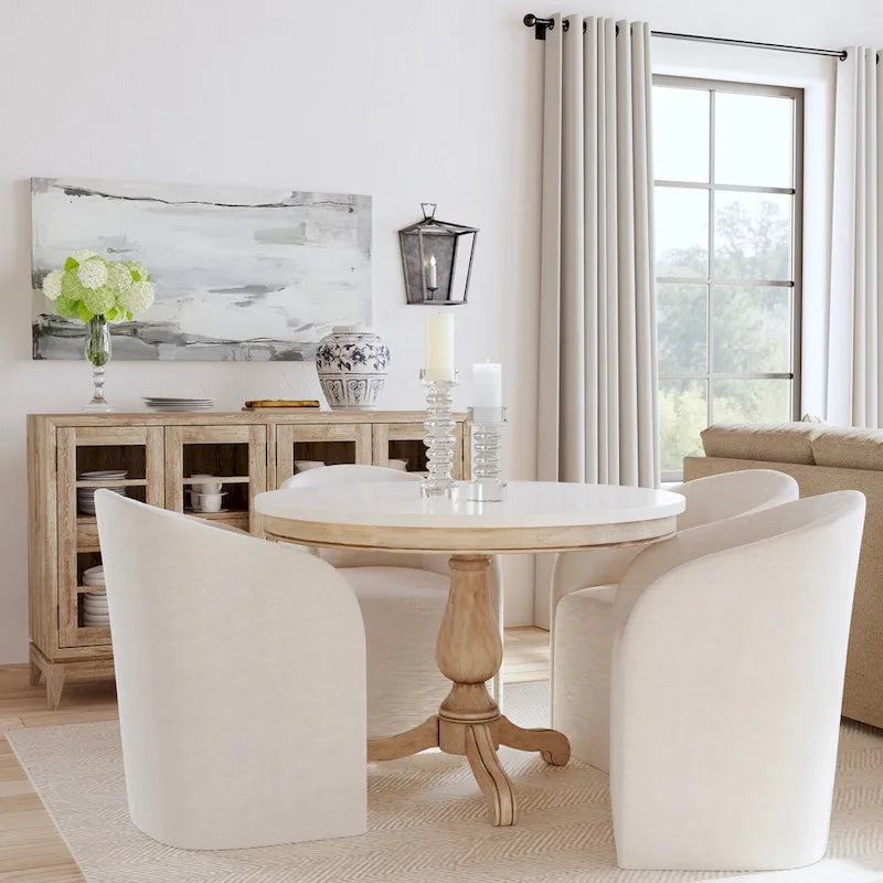 Danielle 44  Round Pedestal Marble Dining Table