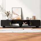 Modern TV Stand with Glass Door 2 Drawers and Cabinets for TVs up to 80 Inches