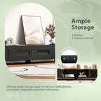 Modern TV Stand with Glass Door 2 Drawers and Cabinets for TVs up to 80 Inches