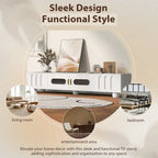 Modern TV Stand with Glass Door 2 Drawers and Cabinets for TVs up to 80 Inches