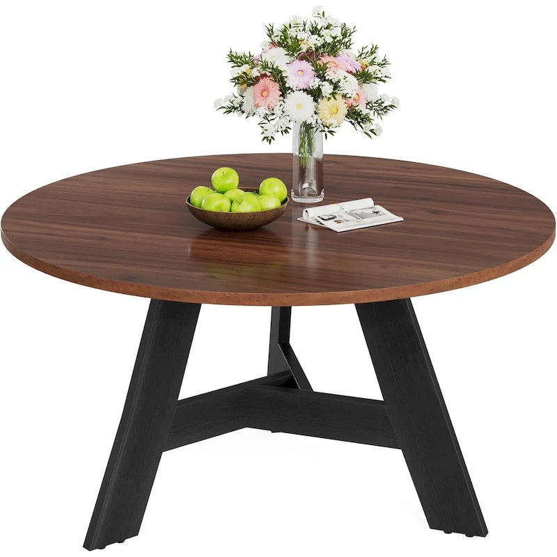 Rustic Round Dining Table Circle Dinner Table for 4 People