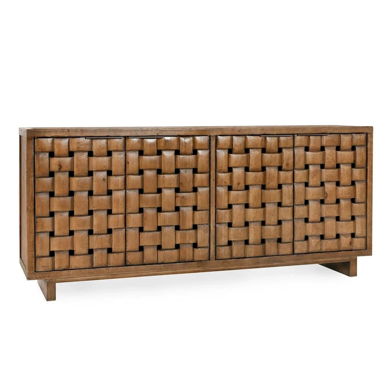 Classic Home Bast 4-Door Reclaimed Pine Wood Buffet Sideboard