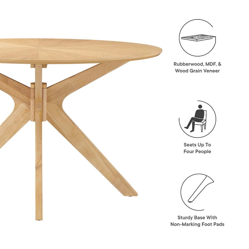 Crossroads 47  Round Wood Dining Table