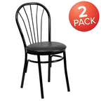 2 Pack Fan Back Metal Chair - Vinyl Seat - 16 W x 20 D x 34.5 H - 16 W x 20 D x 34.5 H