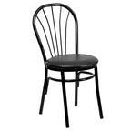 2 Pack Fan Back Metal Chair - Vinyl Seat - 16 W x 20 D x 34.5 H - 16 W x 20 D x 34.5 H