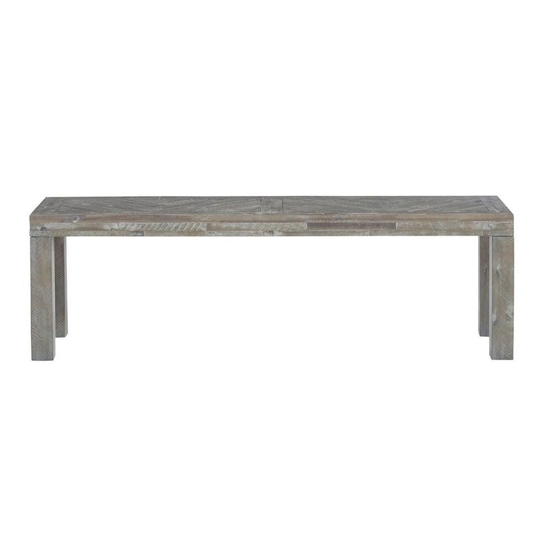 Acacia Wood Bench with Distinctive Herringbone Inlay Design, Brown