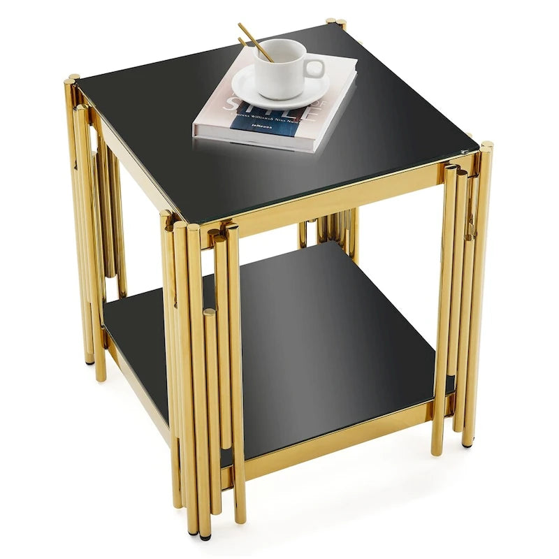 20 Stainless Steel Tempered Glass End Table