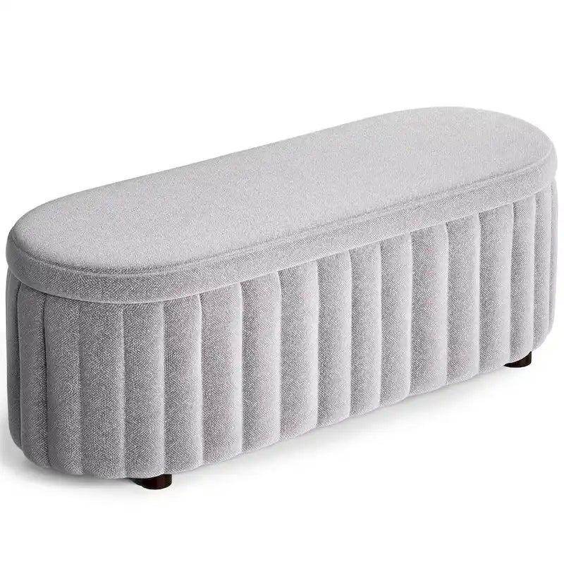 46.1  Upholstered Storage Ottoman Bench with Safety Hinge for Bedroom, Living Room, Entryway