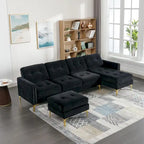 L-Shape Convertible Sectional Sofa Couch, Living Room Sectional with Movable Ottoman for Living Room, Apartment, Office