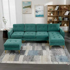 L-Shape Convertible Sectional Sofa Couch, Living Room Sectional with Movable Ottoman for Living Room, Apartment, Office