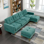 L-Shape Convertible Sectional Sofa Couch, Living Room Sectional with Movable Ottoman for Living Room, Apartment, Office