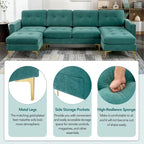 L-Shape Convertible Sectional Sofa Couch, Living Room Sectional with Movable Ottoman for Living Room, Apartment, Office