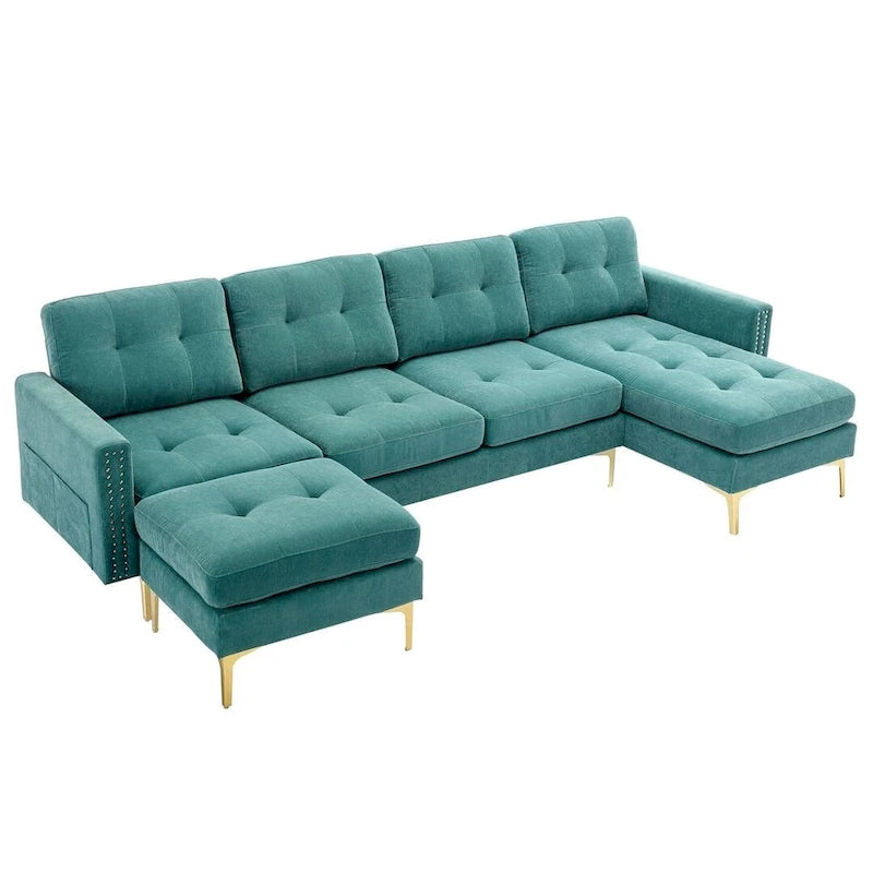 L-Shape Convertible Sectional Sofa Couch, Living Room Sectional with Movable Ottoman for Living Room, Apartment, Office