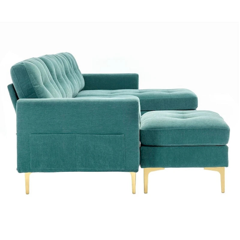 L-Shape Convertible Sectional Sofa Couch, Living Room Sectional with Movable Ottoman for Living Room, Apartment, Office