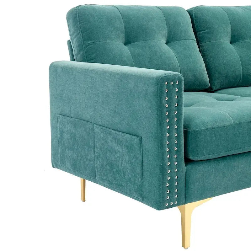 L-Shape Convertible Sectional Sofa Couch, Living Room Sectional with Movable Ottoman for Living Room, Apartment, Office