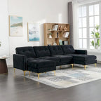 L-Shape Convertible Sectional Sofa Couch, Living Room Sectional with Movable Ottoman for Living Room, Apartment, Office