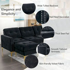 L-Shape Convertible Sectional Sofa Couch, Living Room Sectional with Movable Ottoman for Living Room, Apartment, Office