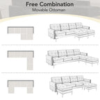 L-Shape Convertible Sectional Sofa Couch, Living Room Sectional with Movable Ottoman for Living Room, Apartment, Office